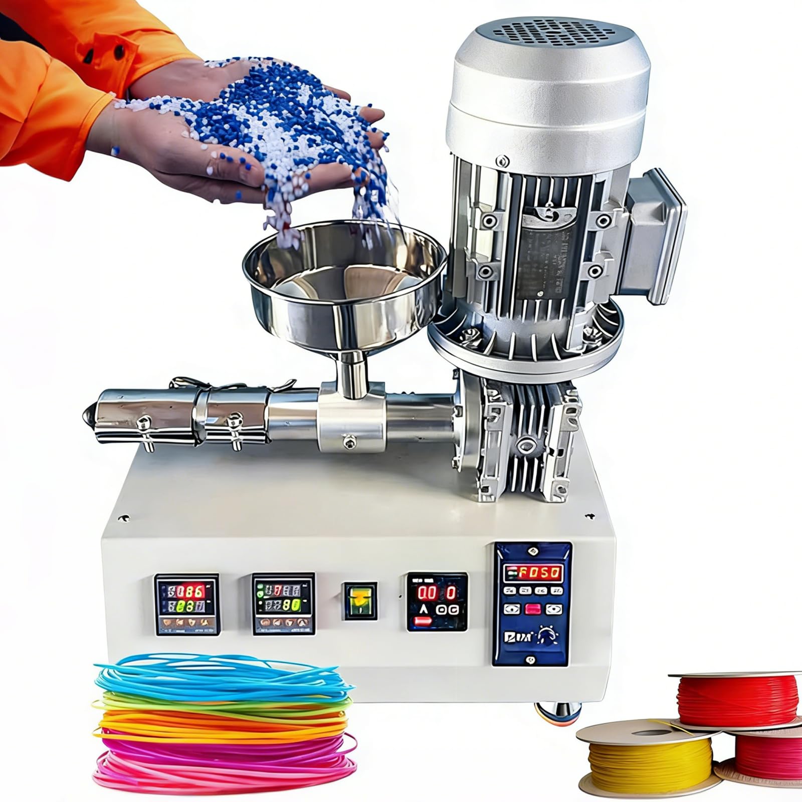 Desktop stampante 3D estrusore filamento Maker con display digitale, uscita 500-1000g/h, temperatura massima 350°C per produzione di pellet di plastica su piccola scala