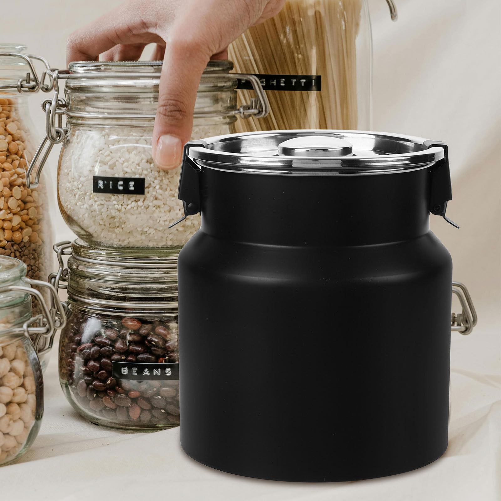 DOITOOL Edelstahl Aufbewahrungsmilchdose 2,5l mit Deckel Robuster und Sicherer Milchbehälter im Rustikalen Landhausstil für Camping und Zuhause