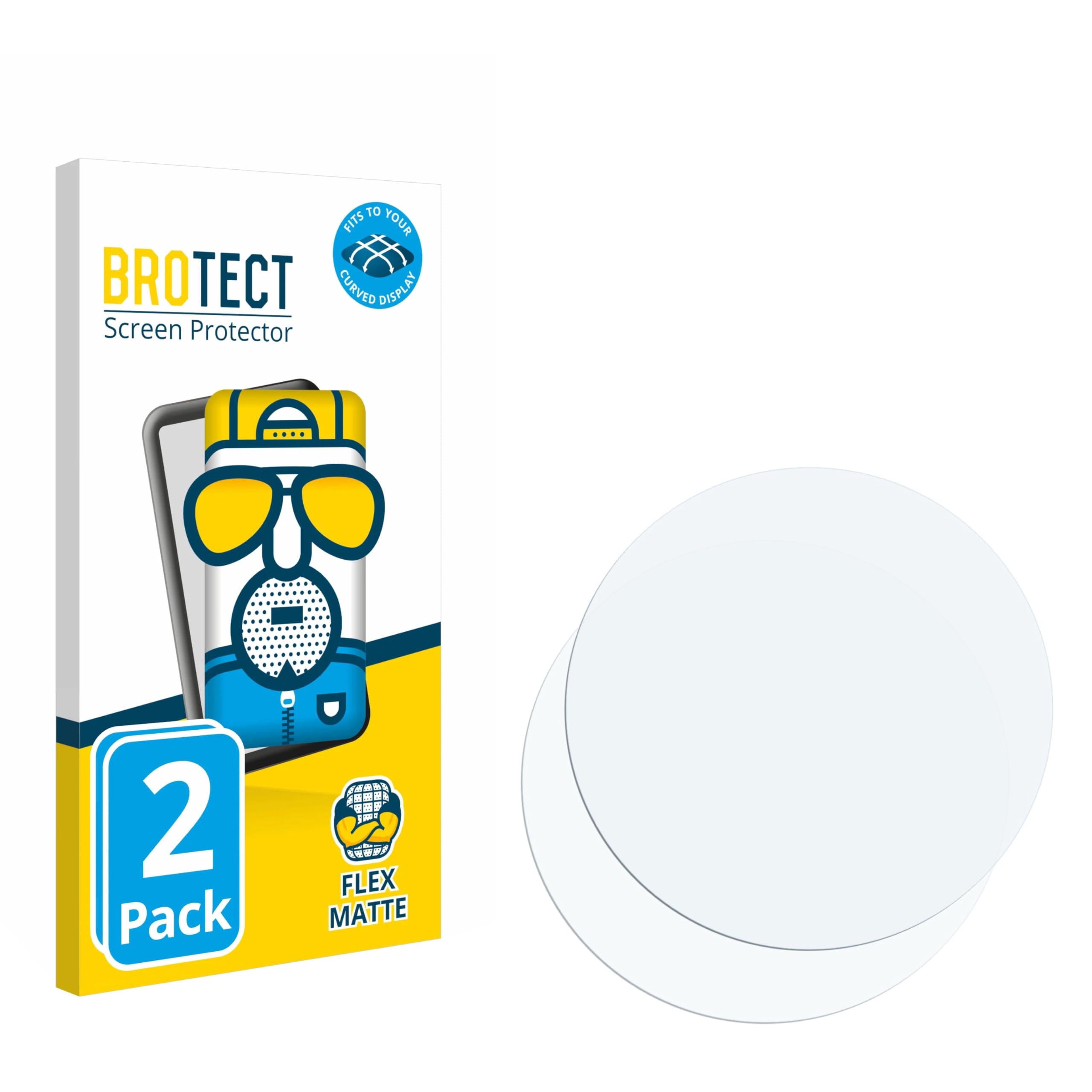 brotect 3D Curved Screen Protector Matte Compatible with Circular Displays (ø: 30.5 mm) (2 Pack) - Full Screen Coverage