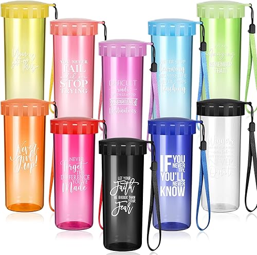 Tioncy 10 tazas inspiradoras de agradecimiento, regalos de agradecimiento al personal, botellas de agua motivacionales a granel con correa de tapa,