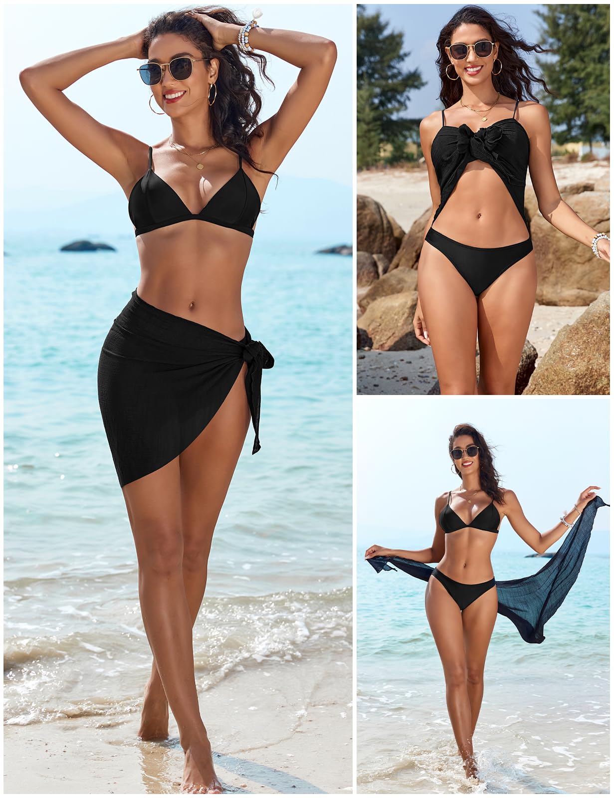 Tuopuda Pareo Damen Strand Sarong Tuch Wrap Vertuschung Sexy Wickelrock Beach Strandtuch zum Umbinden Wickeltuch Strandrock Strandurlaub Bikini Cover Up Tücher Für Badeanzug