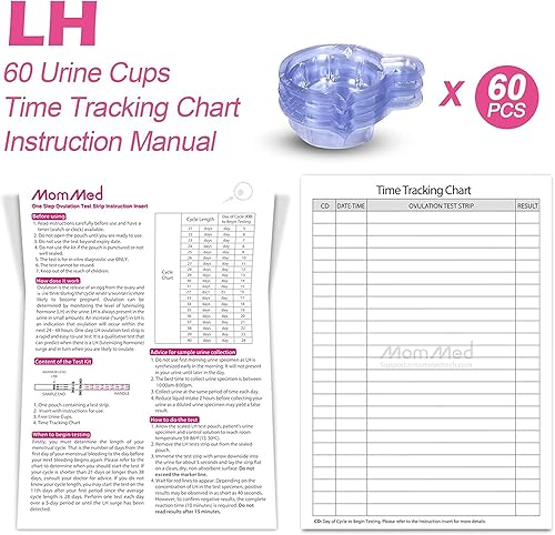 Miniatura 11 de MomMed Tiras de prueba de ovulación, kit de predictor de ovulación de 50 LH con 50 tazas de colección, seguimiento preciso de la prueba