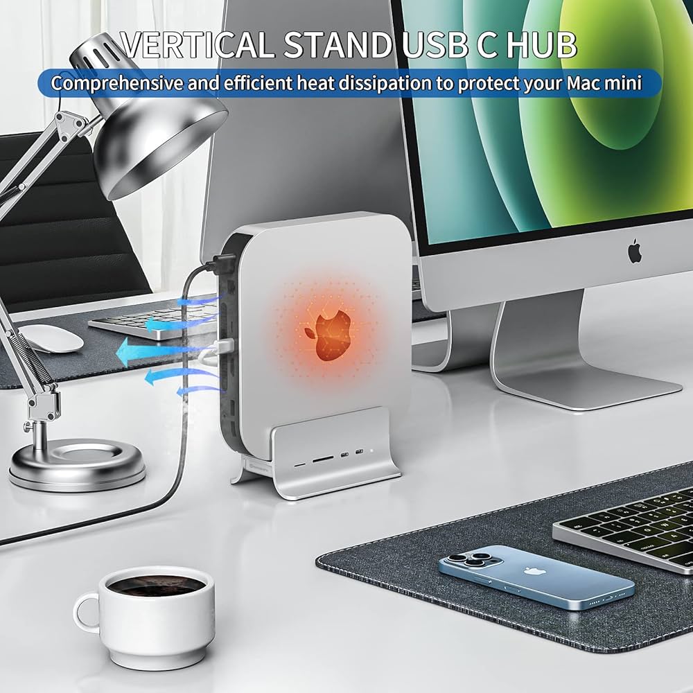 Minisopuru Mac Dock - 5 in 1 USB C Hub for Mac Mini, Supports M.2