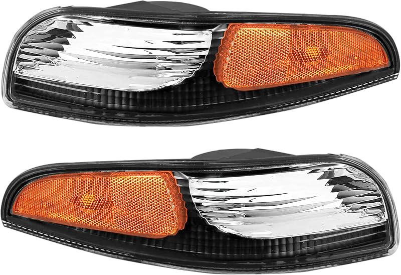 Conjunto de lanternas de direção e estacionamento dianteiras AmeriLite pretas para Chevy Corvette 1997 a 2004 – Lado esquerdo e direito