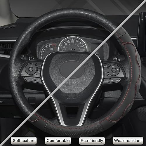 Miniatura 35 de West Llama Funda personalizada para volante de automóvil para Toyota Tacoma, 4Runner, Tundra, Sequoia, 15.5-16 pulgadas (negro + azul, tamaño grande)