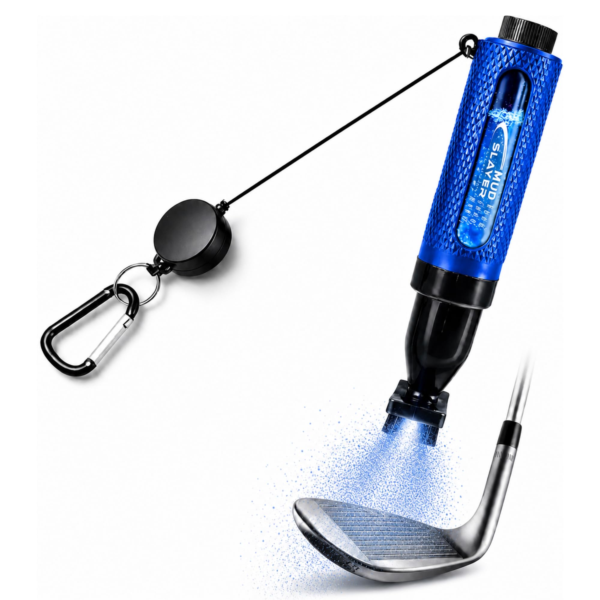HODL 21 Mud Slayer Golf Club Cleaning Brush with Fine Mist Spray, Leak-Proof Viewing Window & Retractable Clip β Dual Bristle Head, Ergonomic Handle β Must-Have Golf Accessories for Men & Women (Blue)
