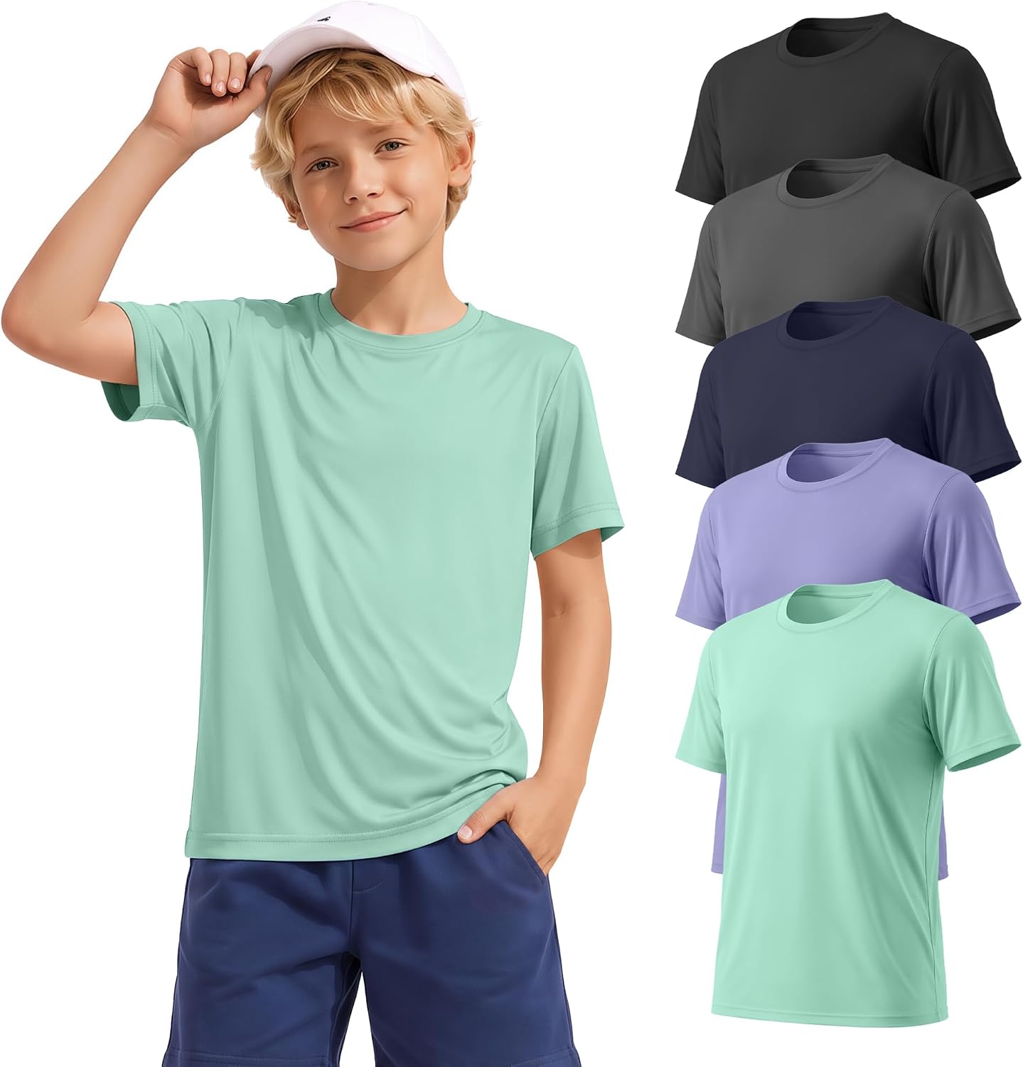 5 Pack Boys' Rash Guard Shirts