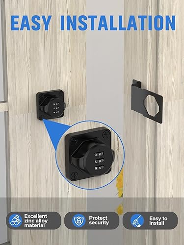 Miniatura 5 de Cerraduras de cerradura de contraseña para gabinete, cerradura de puerta de granero de 90 grados, cerradura de combinación de seguridad para el