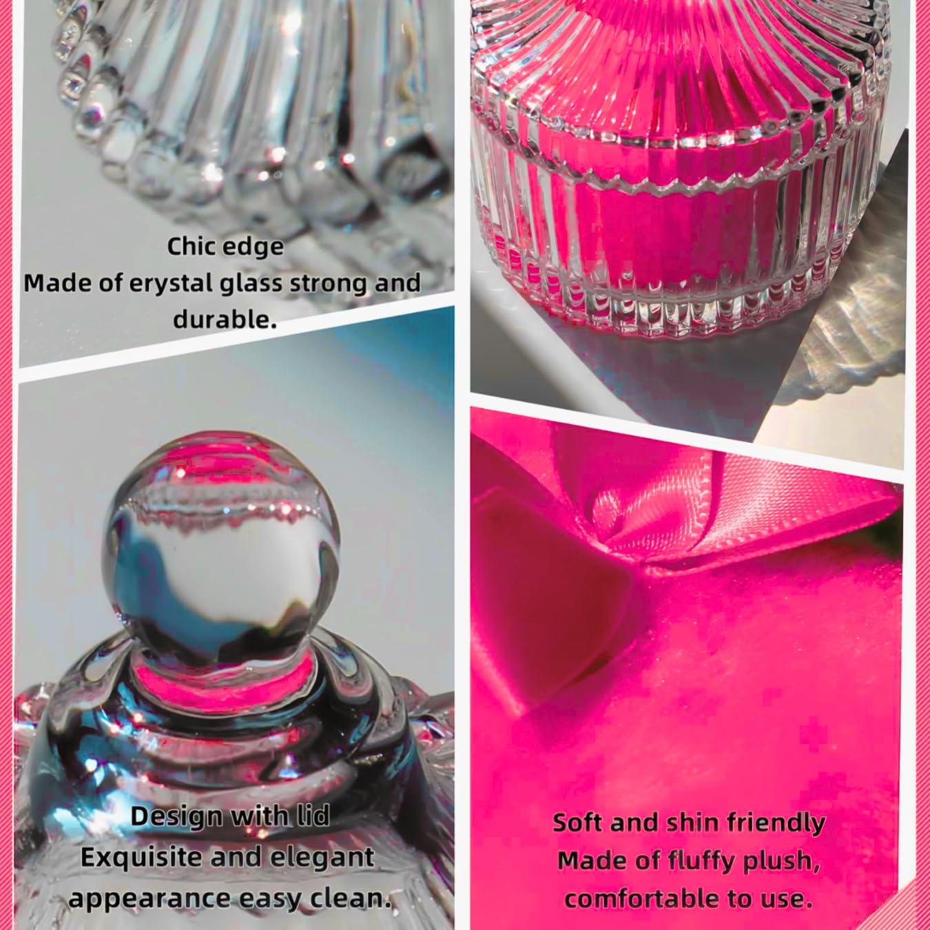 2 Pcs Large Body Powder Puff and Container Powder Container with Puff Powder Puff Crystal Container Soft Washable Reusable Velour Face Body Glitter Powder Puff Wet Dry Makeup (Rose Red) - Image 4