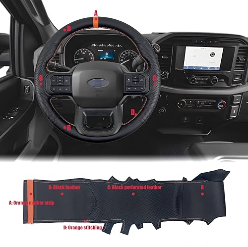 Miniatura 3 de Funda protectora para volante de uretano para Ford F-150 F150 XLXLTLimited 2021 2022 (marcador naranja)