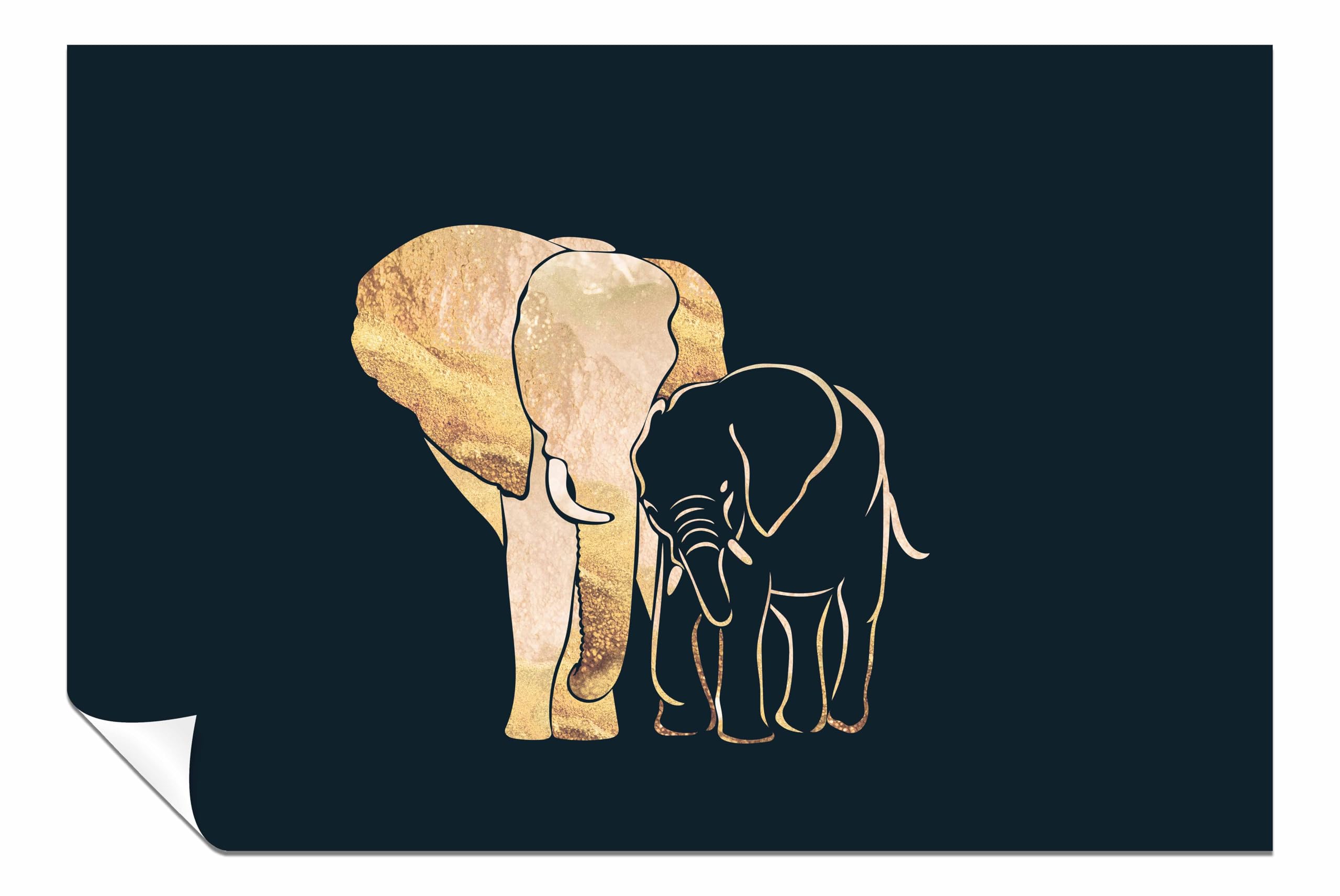 Panther Print Unframed Poster Black Gold Elephants 1 Print, Pictures For Home Walls, Bedroom, Living Room & Bathroom Decor 61X41cm (24X16in)