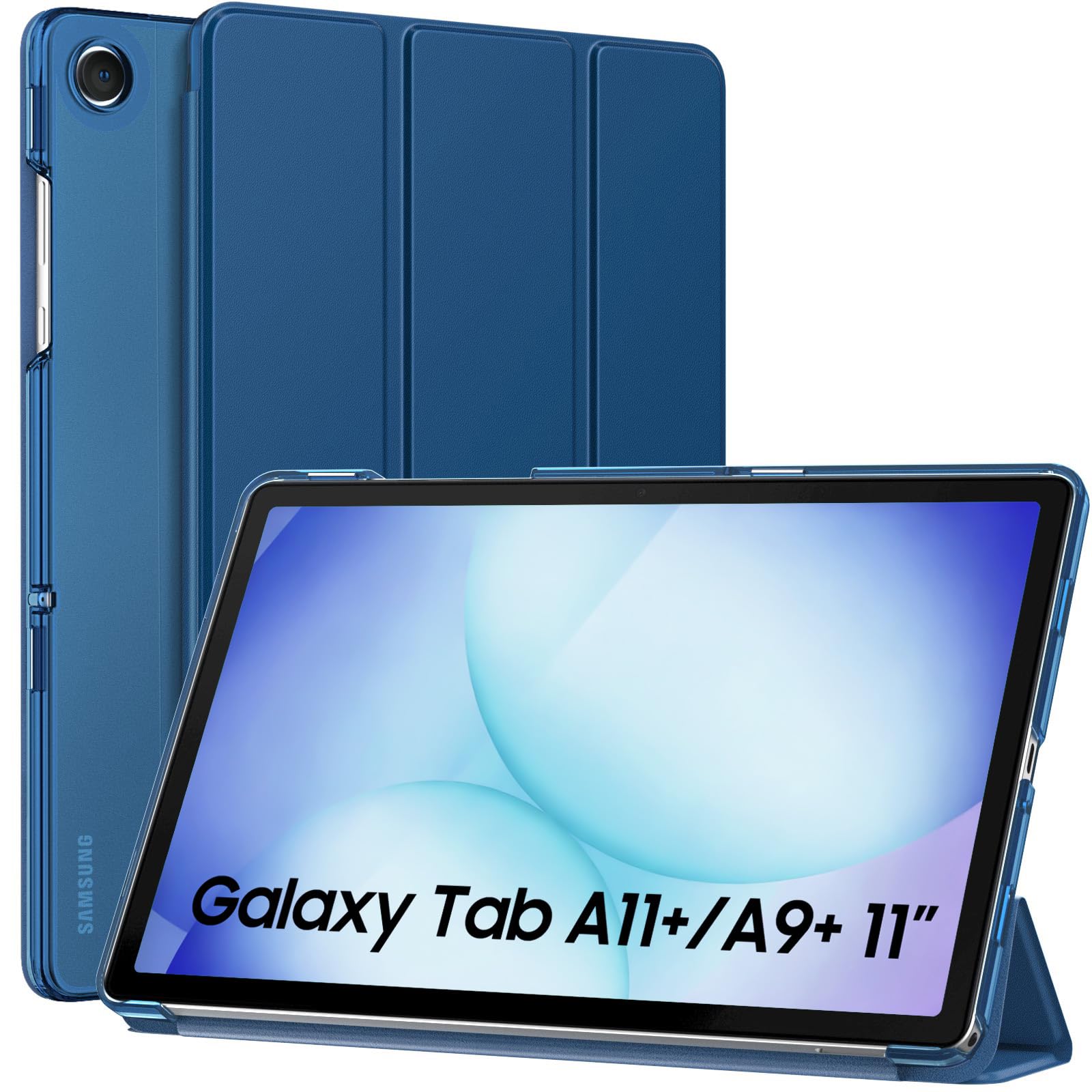 MoKo Slim Case for Samsung Galaxy Tab A11+ Plus/ A9+ Plus 11 Inch, Sea Blue | Smart Stand Hard PC Translucent Back Shell Cover for Galaxy Tab A11+/A9+ Tablet, Auto Sleep/Wake, 2 Adjustable Angle