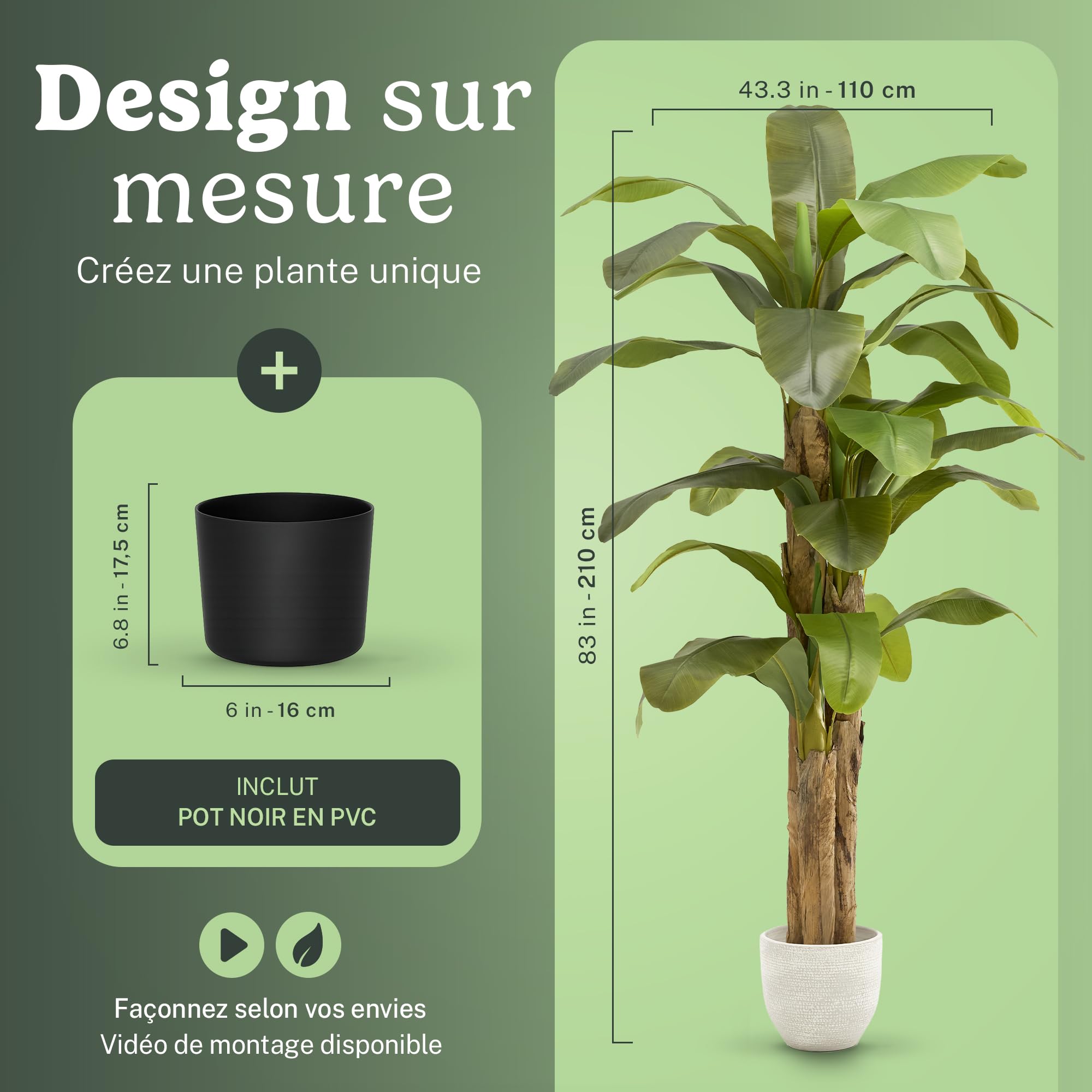 MAIA SHOP Bananier Artificiel 210 cm - Faux Arbre d'Intérieur