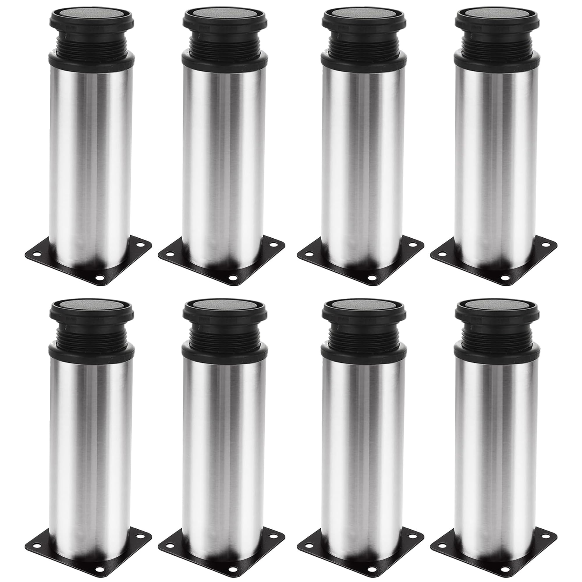 highdecora Adjustable Furniture Legs, 150mm Stainless Steel, Cabinet Table Feet, Square or Round (8, Round)