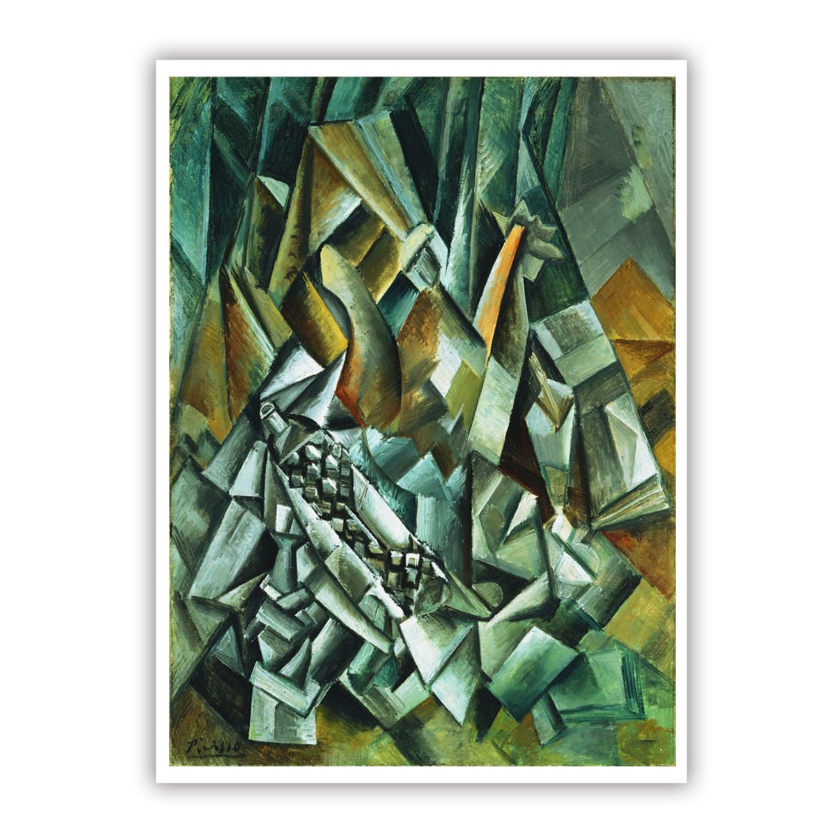 SHENGPOSTER Pablo Picasso Still Life with Bottle of Anis Del Mono Canvas Prints Cubism Geometric Unframed Wall Art Famous Painting Replica for Home Office Frameless 40x50cm