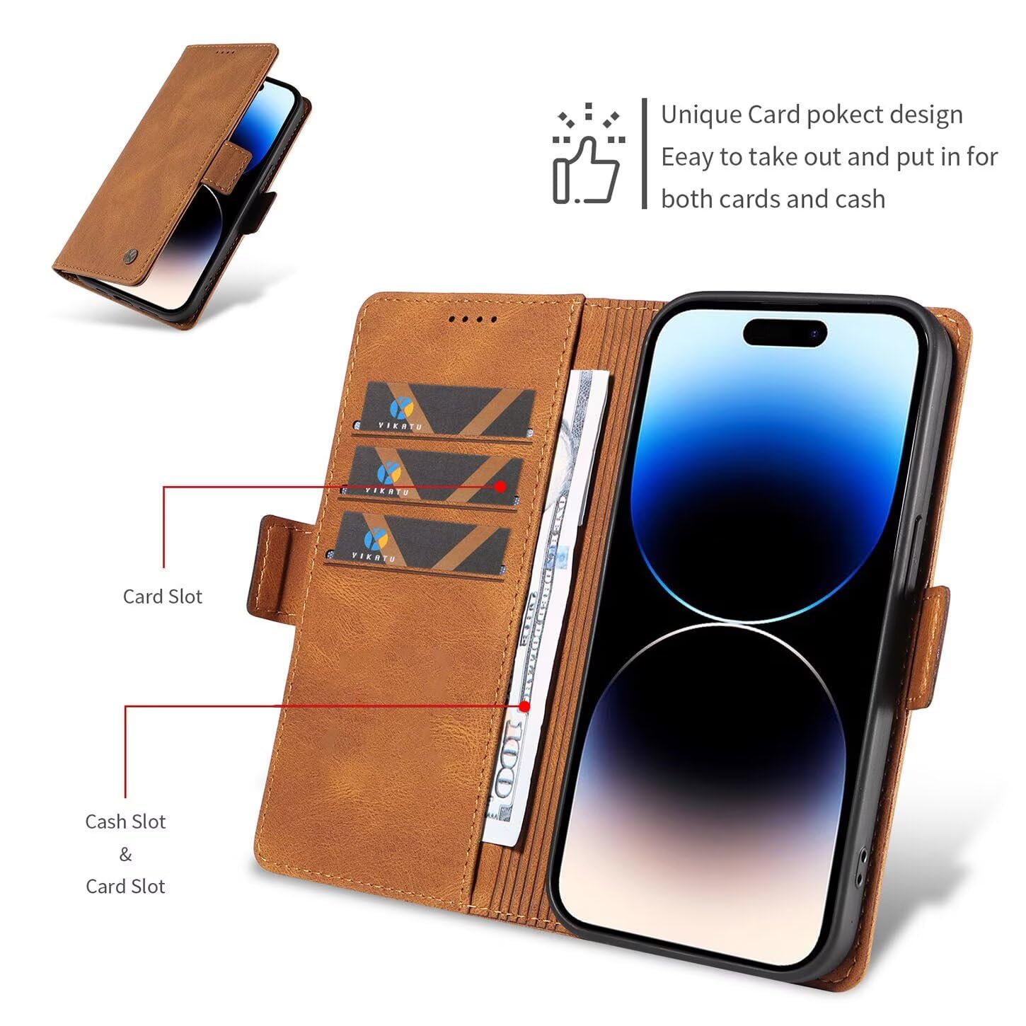 JGY Google Pixel 9 PRO XL Leather Wallet Case,Pixel 9 PRO - View #4