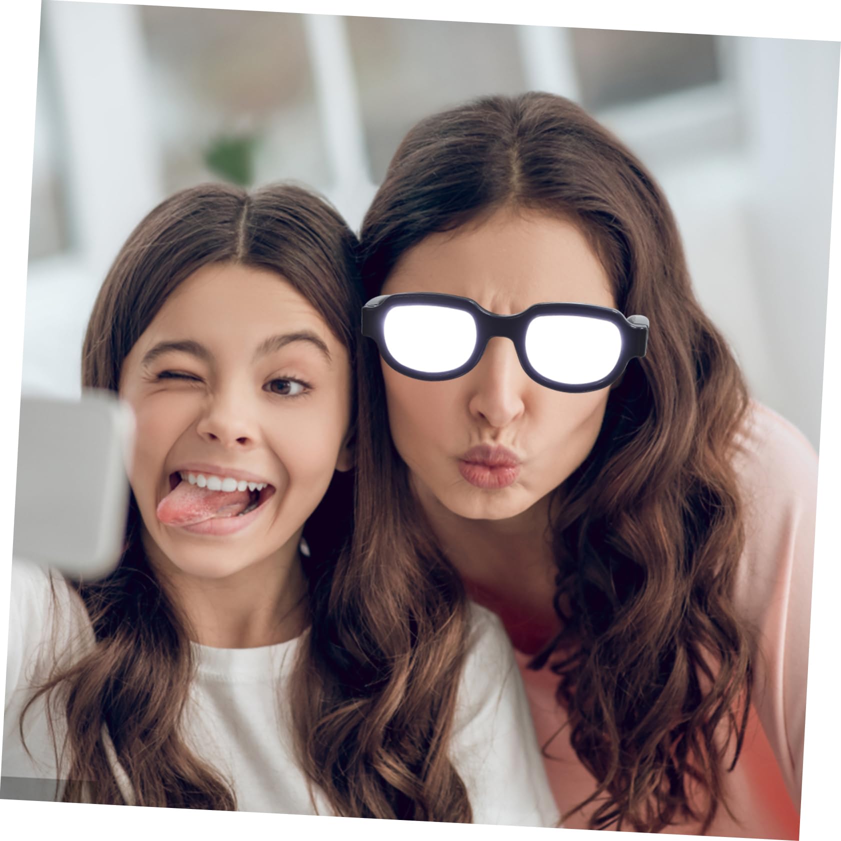 Healvian Gafas Luminosas LED USB de Plástico Negras para Fiesta
