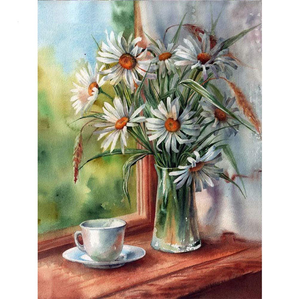 Broderie diamant 5D fleurs pour créer une décoration murale de salon chaleureuse