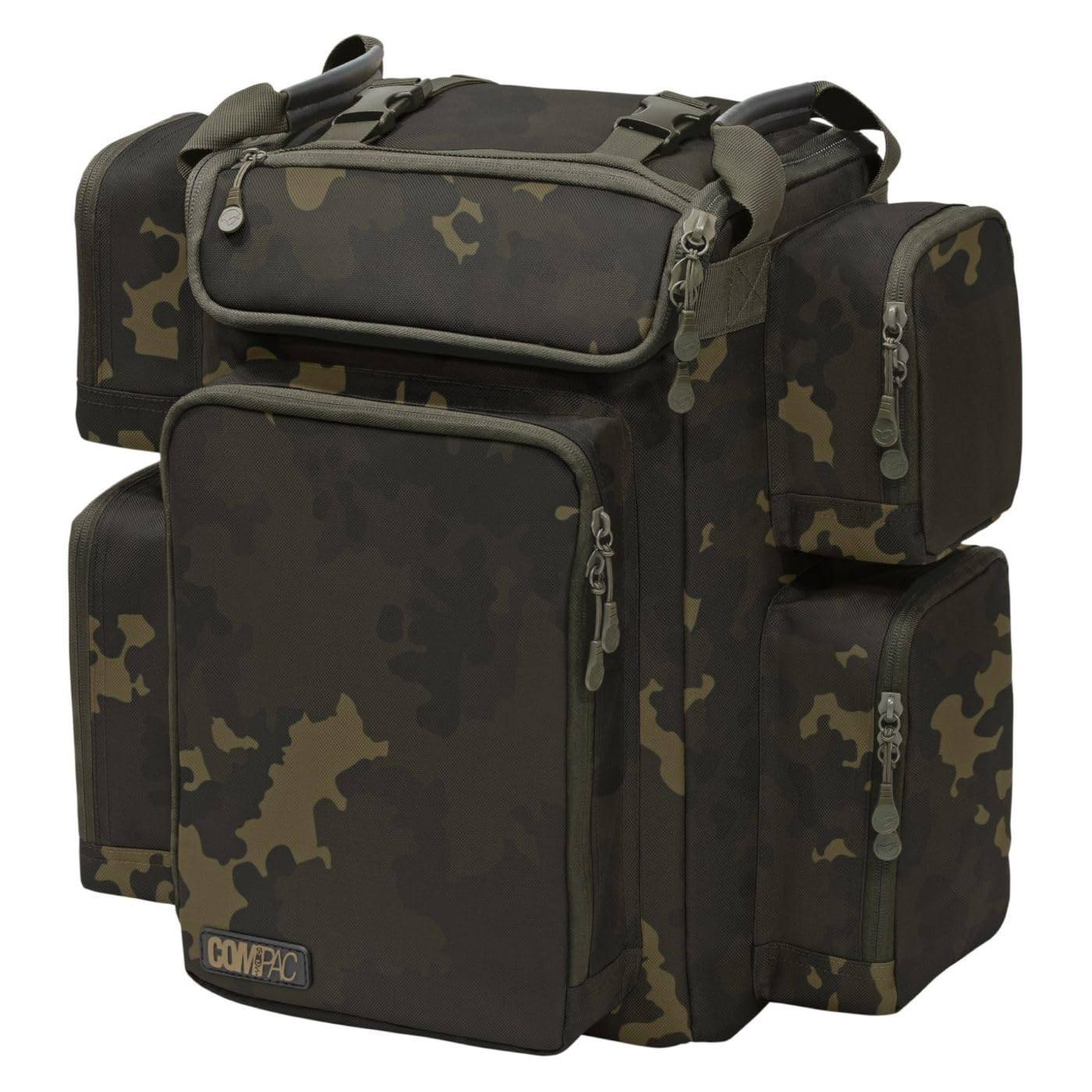 Korda Green Compac Rucksack 45 Dark Kamo, 45 Litre, Durable Water-Resistant Fabric, Reinforced Base, Adjustable Shoulder Harness, Heavy-Duty Zips, Multiple Storage Pockets, Ideal For Outdoor Adventures