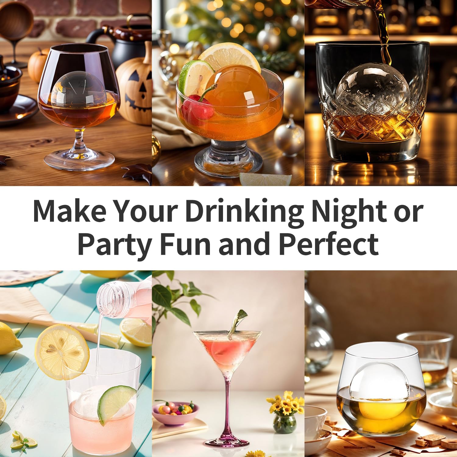 Transparente Eiswürfelbereiter, 8 große Kugeln, klare Eiskugelform für Whiskey, Cocktails, Bourbon, tolles Whisky-Geschenk für Männer
