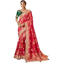 FB365 Womens SIlk Fabric Heavy Embroidery Work Wedding Wear Saree 17287