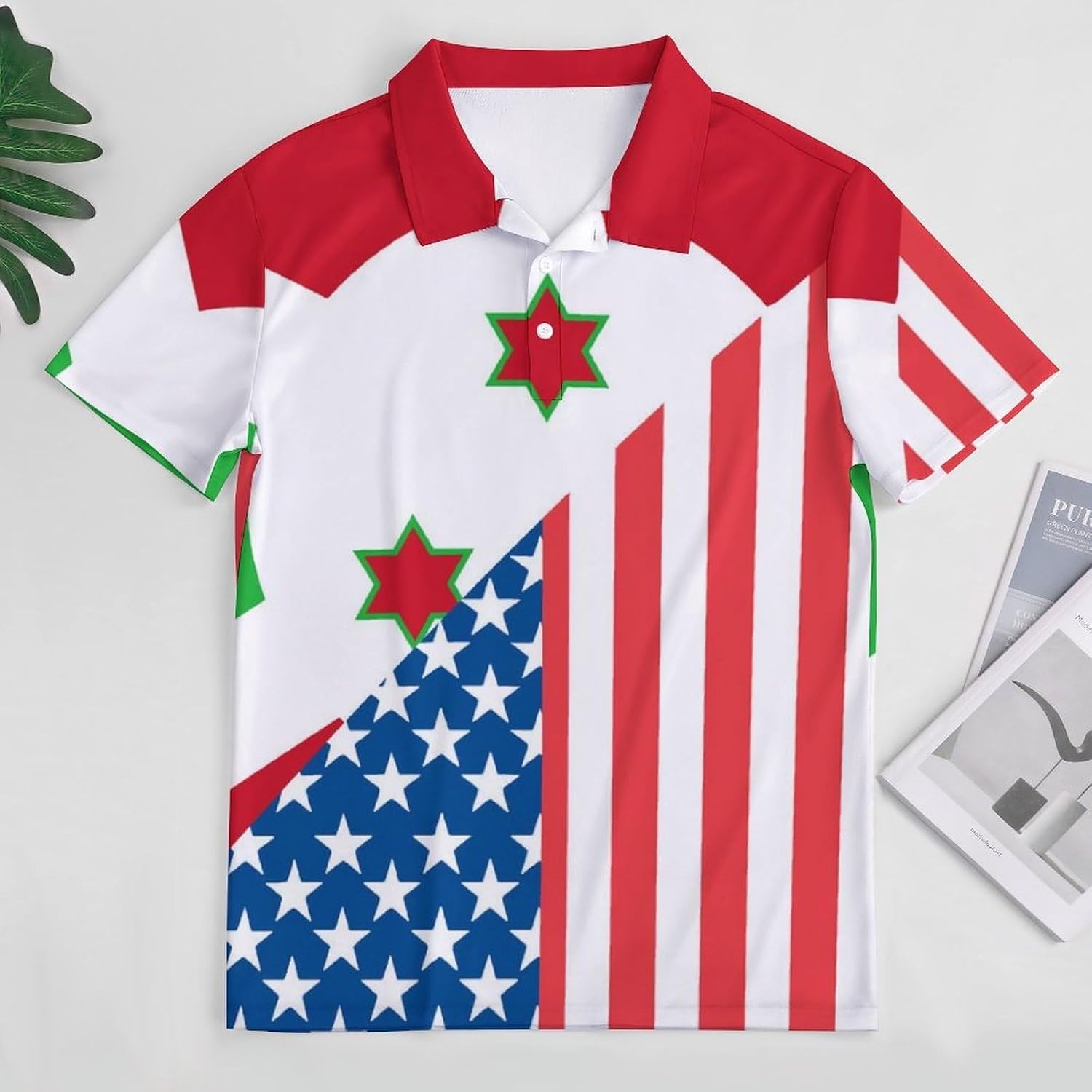 USA and Burundi Flag Women's Golf Polo Shirts Short Sleeve Quick Dry Tennis Tops Casual Work Blouses