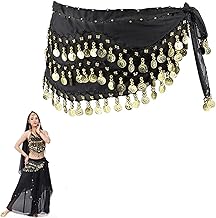 Damen Bauchtanz Gürtel,Bauchtanz Hüfttuch,Bauchtanz Münztuch,Bauchtanz Münzgürtel,Chiffon Hüfttuch,Münzen Gürtel Röcke,Bauchtanz Kostüm Hüfttuch Rock,für Bauchtanz,Lateinamerikanische Tänze,Schwarz