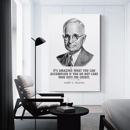 Miniatura 3 de AAHARYA Póster de Harry S Truman con citas inspiradoras de retrato del presidente de Estados Unidos, arte impreso en lienzo (5) lienzo para