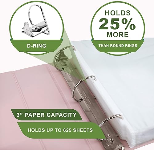 Miniatura 5 de Samsill Earth's Choice - Paquete con 2 carpetas con anillos en D de 3pulgadas, material con base biológica certificado por el USDA, duraderas,