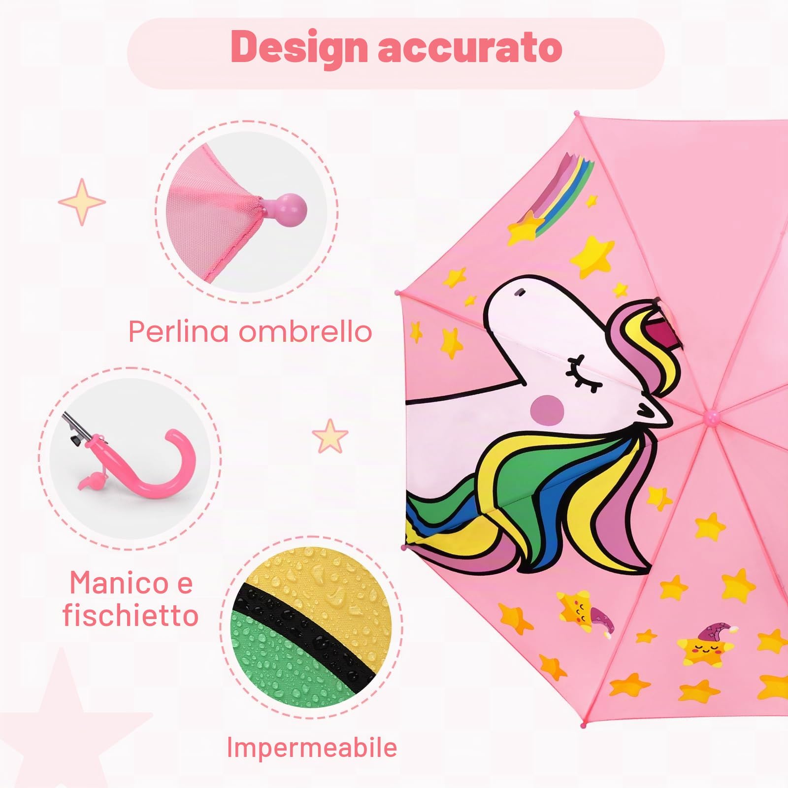 decalsweet Ombrello Pieghevole Antivento Bambino con 3D, Resistente Leggero Ombrello Bambina con Fischietto, Facile da Trasportare Ombrello Pioggia, Ombrello Tascabile Bambini