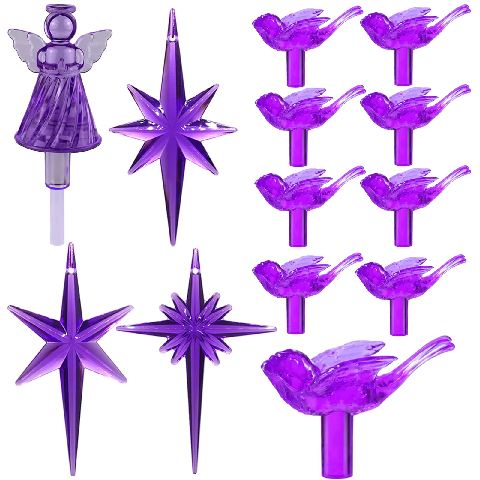 117Pcs Ceramic Christmas Tree Purple Martin Bird Replacement Lights Bulbs and 1 Angel/3Stars Topper Ornament for Ceramic Tree Décor - Medium Plastic Pegs.