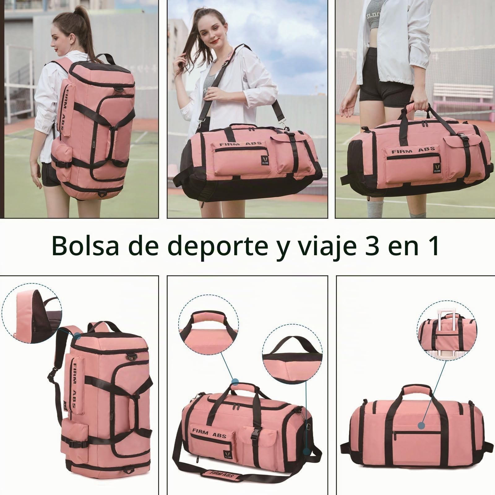 Suweir Bolsa de viaje grande para mujer y hombre, 65 L, con compartimento para zapatos y compartimento para secar en húmedo, gran capacidad, bolsa de viaje, bolsa de natación, bolsa de dormir para
