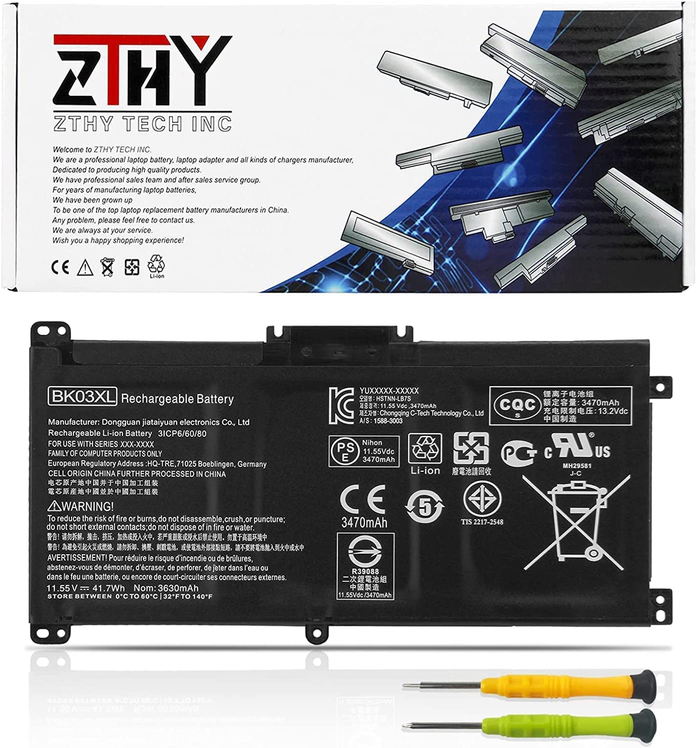 ZTHY BK03XL Battery Compatible with HP Pavilion x360 Converitble 14m 14m-ba000 14m-ba013dx 14m-ba015dx 14m-ba011dx 14m-ba014dx 14m-ba114dx 14-ba000 14-ba175nr 14-ba110nr Notebook 11.55V 41.7Wh 3Cell