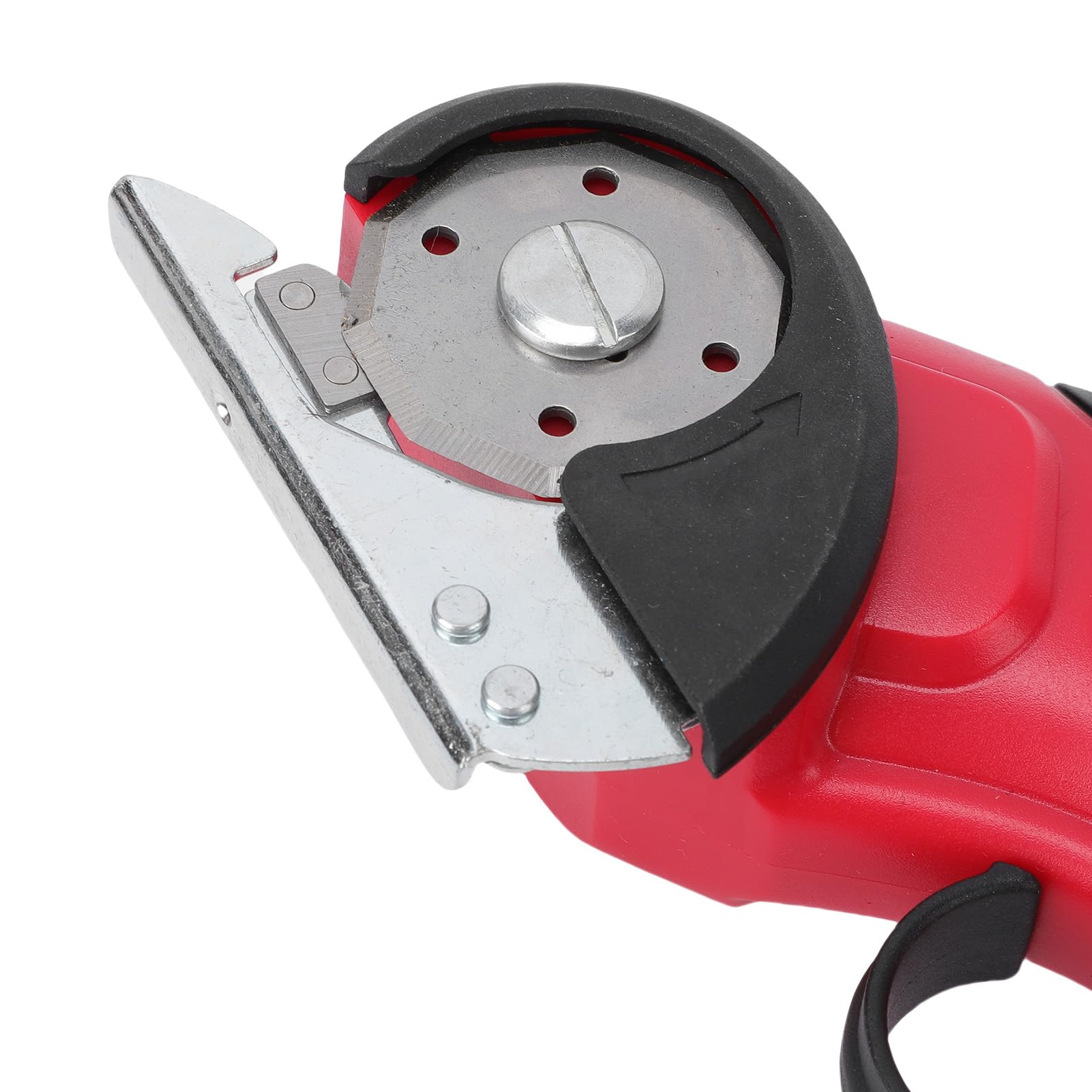 Cryfokt Tijeras Eléctricas Inalámbricas Potente Cortador Giratorio de Mano con Luz LED Frontal para Cortar Telas y Alfombras - Rojo