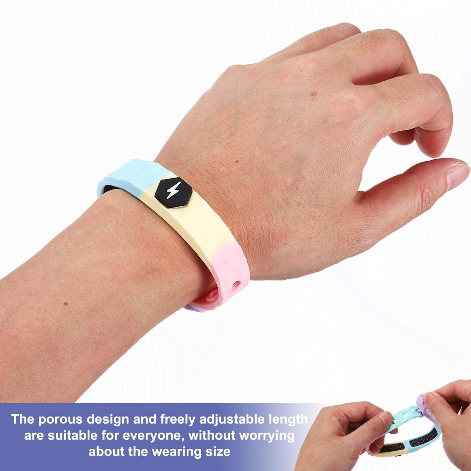 sourcing map Anti Static Bracelet, Adjustable Anti Static Silicone Wristband Designed with Rhombus/Lighting