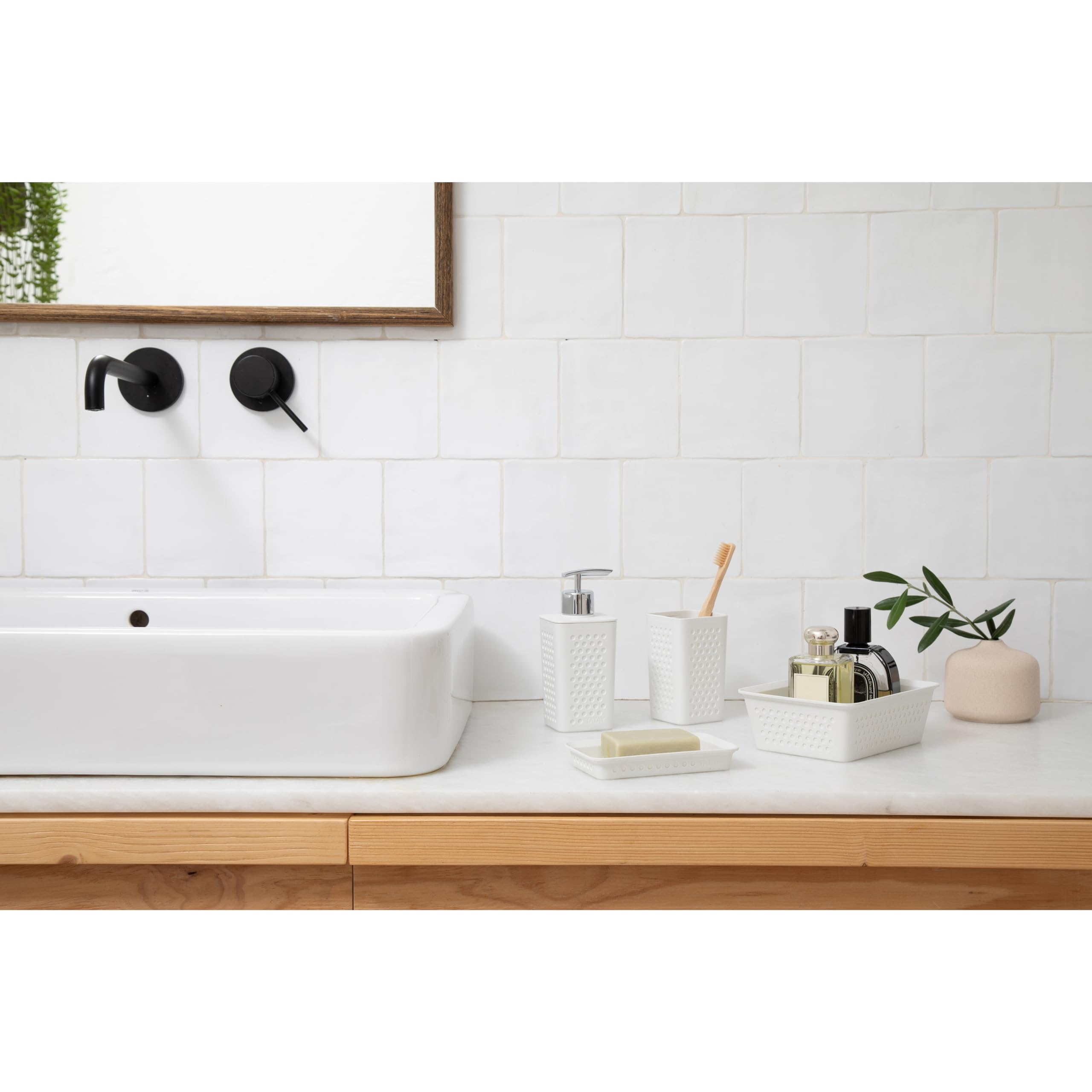TATAY Portasapone Da Bagno Bohol: Riciclato E Senza BPA – Grigio Antracite – Design Moderno Con Fori