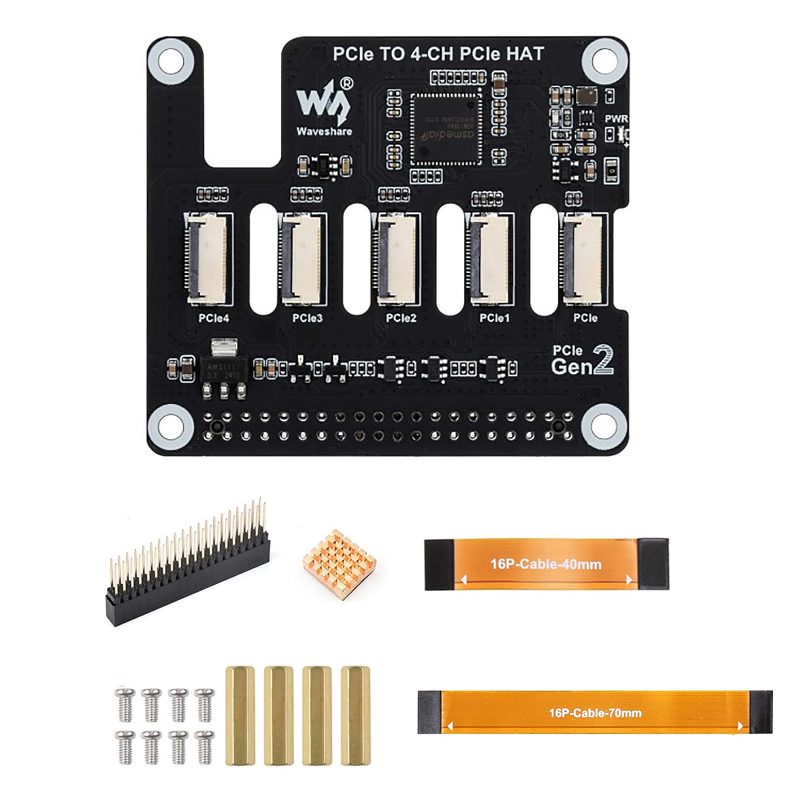 Module PCIe Hat 4 canaux empilable interface Gen2 haute performance pour Raspberry Pi 5 - 8