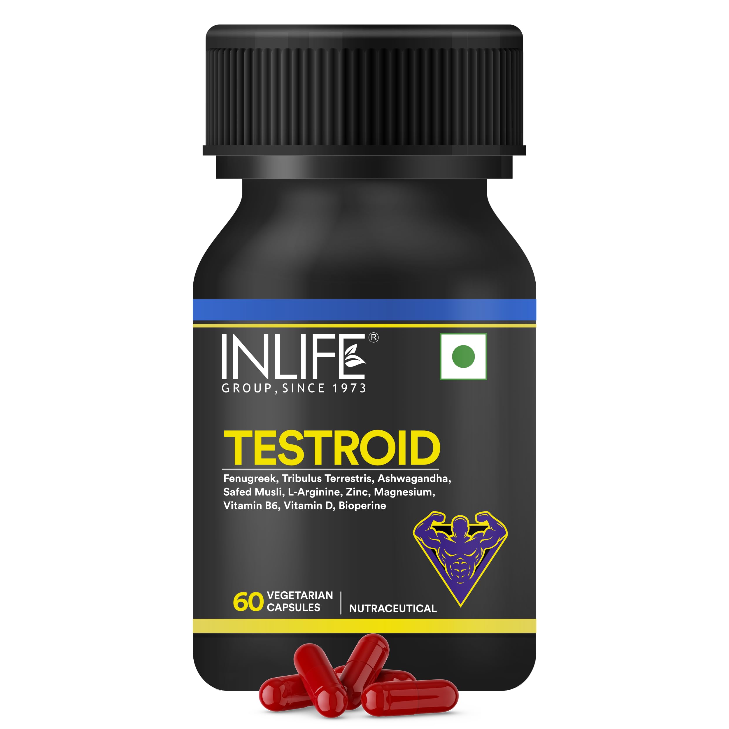 INLIFE Testroid Testosterone Support Supplement for Men | Zinc Monomethionine Magnesium Aspartate, Tribulus, Ashwagandha, Safed Musli, Fenugreek | Energy, Strength, Stamina & Overall Wellness (Pack of 1, 60)-picture-19