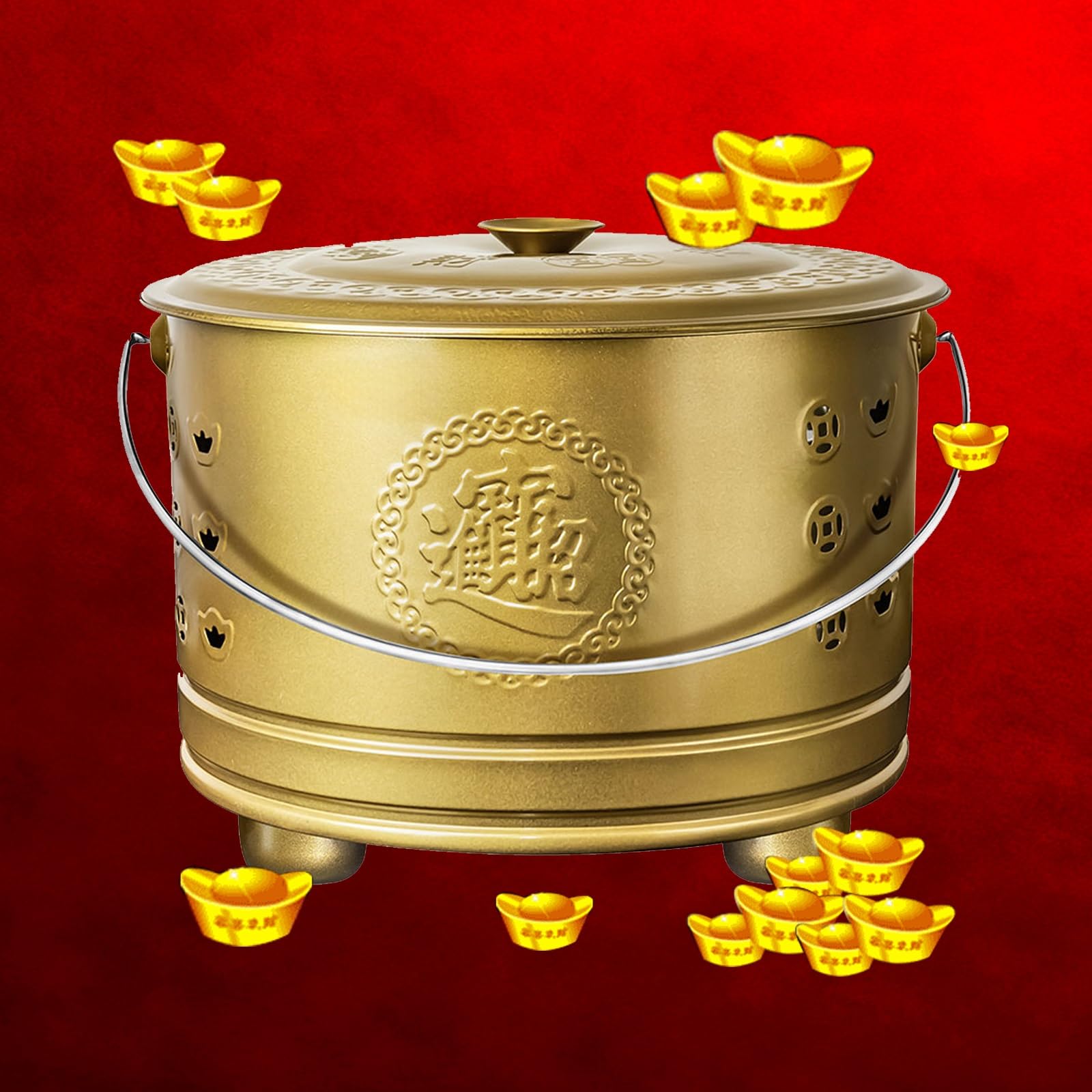 Beczki na Odpady do Spalania na ZewnąTrz, Paleniska ZewnęTrzne, Paleniska StołOwe, Pojemniki na Odpady Papierowe z Uchwytem, ​​Beczki do Spalarni OdpadóW(Gold,42cm/16in)