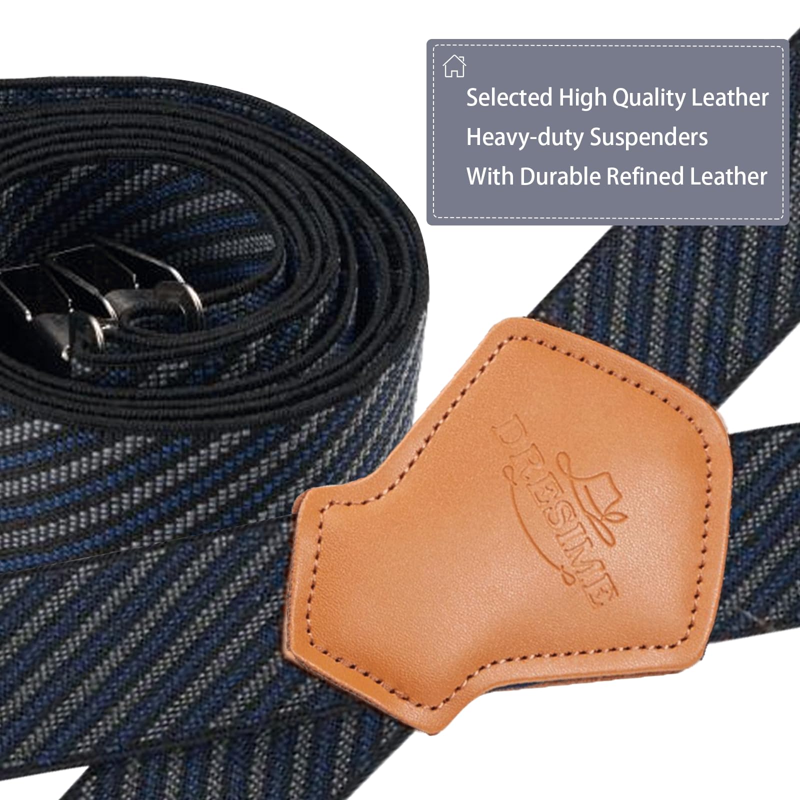 Dresime Bretelle da Uomo per pantaloni con 4 clip forti 4 cm di larghezza, per Uomini e Donne Grandi e alti Larghezza Regolabile di Elastiche e Forma a X Elastica