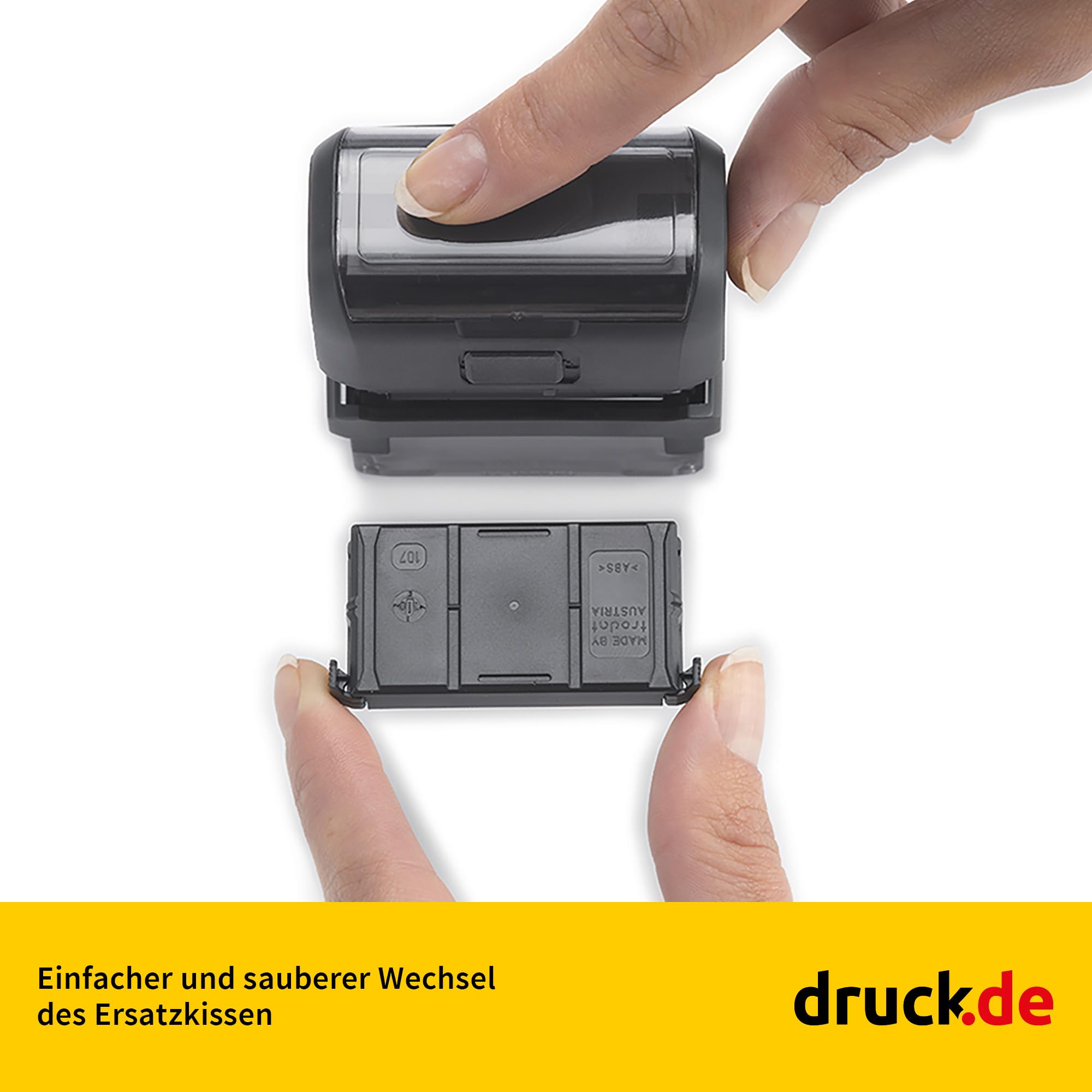 Trodat Printy 4912 Firmenstempel 47x18mm - Gehäuse Schwarz - Adressstempel | Trodat Printy 4912 Firmenstempel, 47x18mm, personalisierbar mit Text und Logo, Gehäuse Schwarz, Adressstempel, Firmenstempel