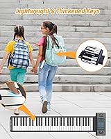 Vista 6 de KONIX Piano enrollable de 61 teclas, piano portátil mejorado para principiantes con Bluetooth/MIDI, teclado de piano enrollable de silicona