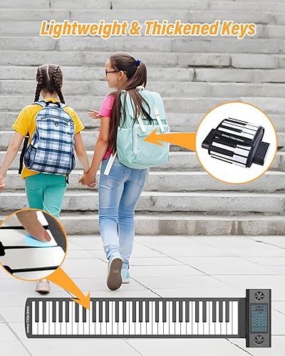 Miniatura 6 de KONIX Piano enrollable de 61 teclas, piano portátil mejorado para principiantes con BluetoothMIDI, teclado de piano enrollable de silicona
