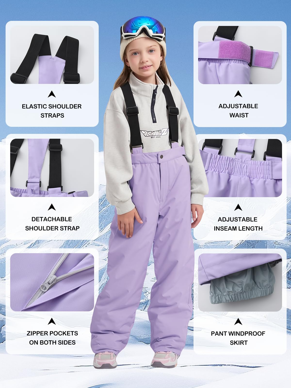 Bluemagic Kinder Latzhose Schneehose,Isolierte Ski Snowboardhose