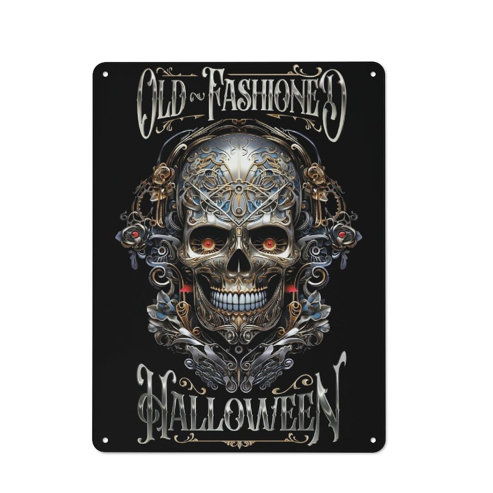 Tin Wall Plaque 40x30cm with Oldfashioned Halloween for Man Cave Or Games Room, A Housewarming Gift for Leisure-room Decor Enthusiasts