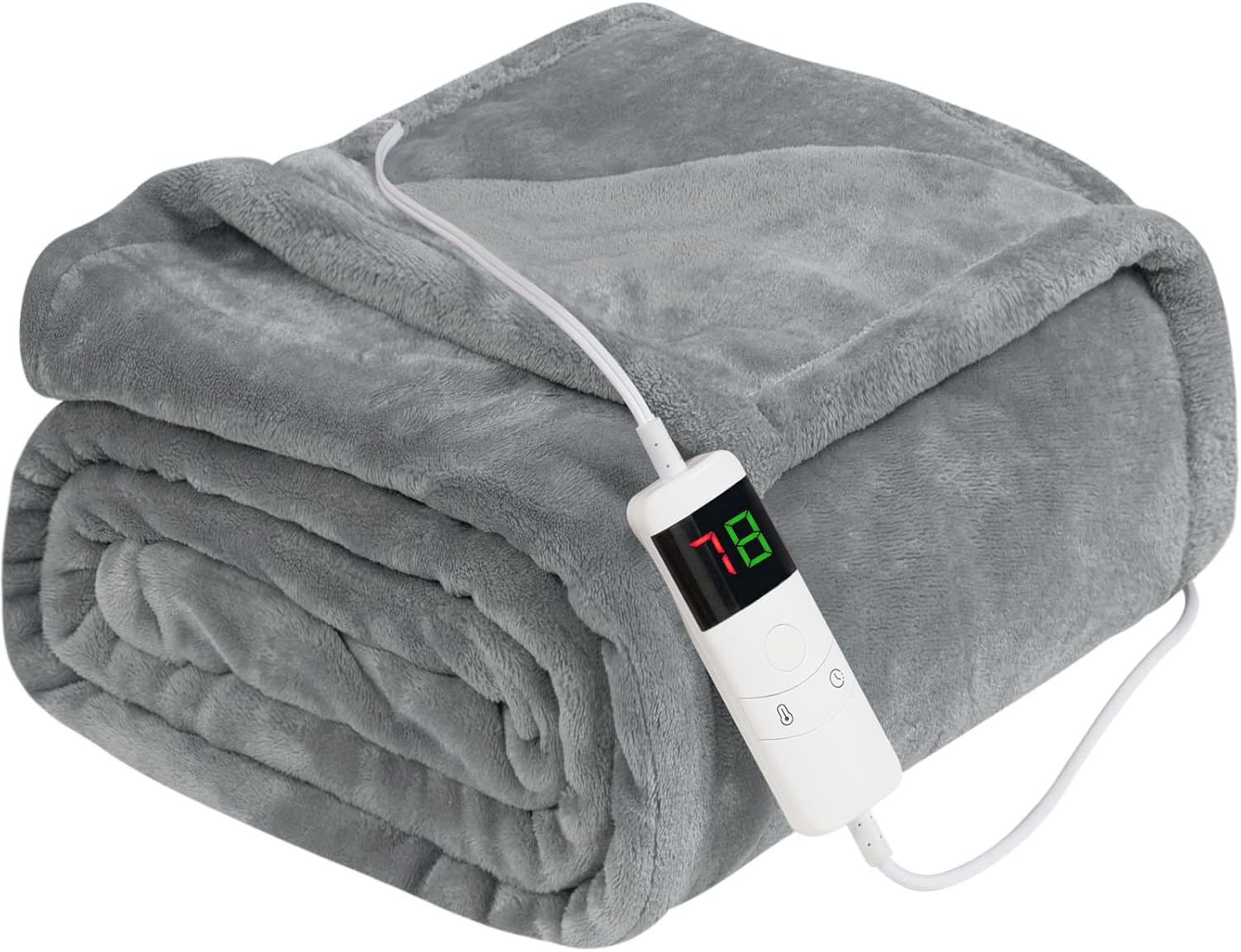 OCTROT Electric Blanket Heated Blanket Twin 62"x84",Fast Lap Flannel Heating Blanket,10 Heating Level,5 Timer Auto Off Soft Cozy Fleece Lightweight Electric Warming Blanket Bed,Machine Washable,Grey