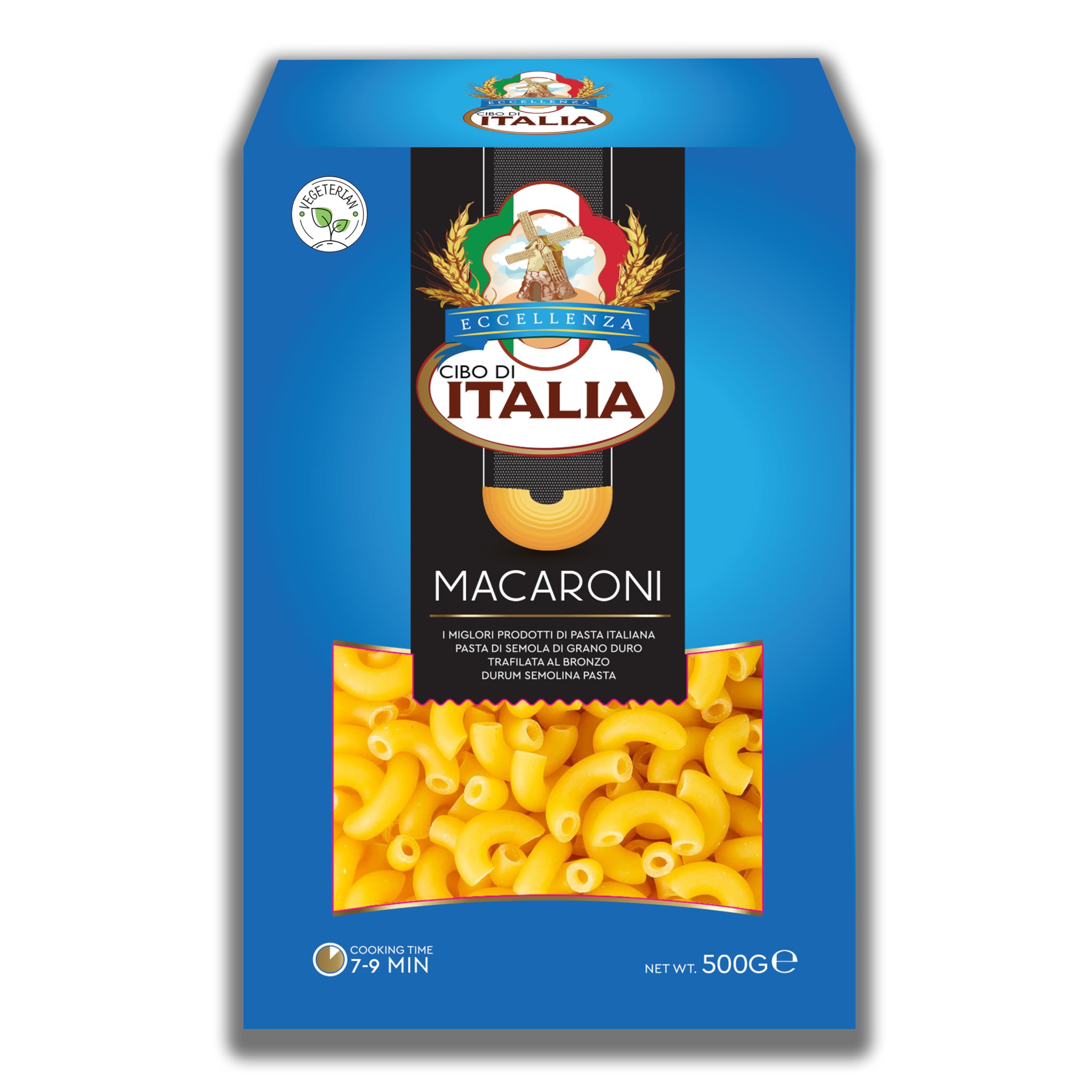 Cibo Di Italia Pasta Macaroni Rigate 500g | Made from 100% High Grade Durum Wheat Semolina | VegetarianCibo Di Italia Pasta Macaroni Rigate 500g | Made from…