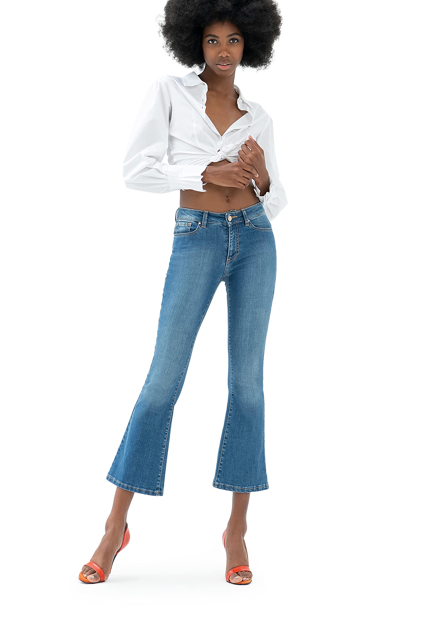 Jeans Bella Flare Cropped in Sofisticato Denim Stretch