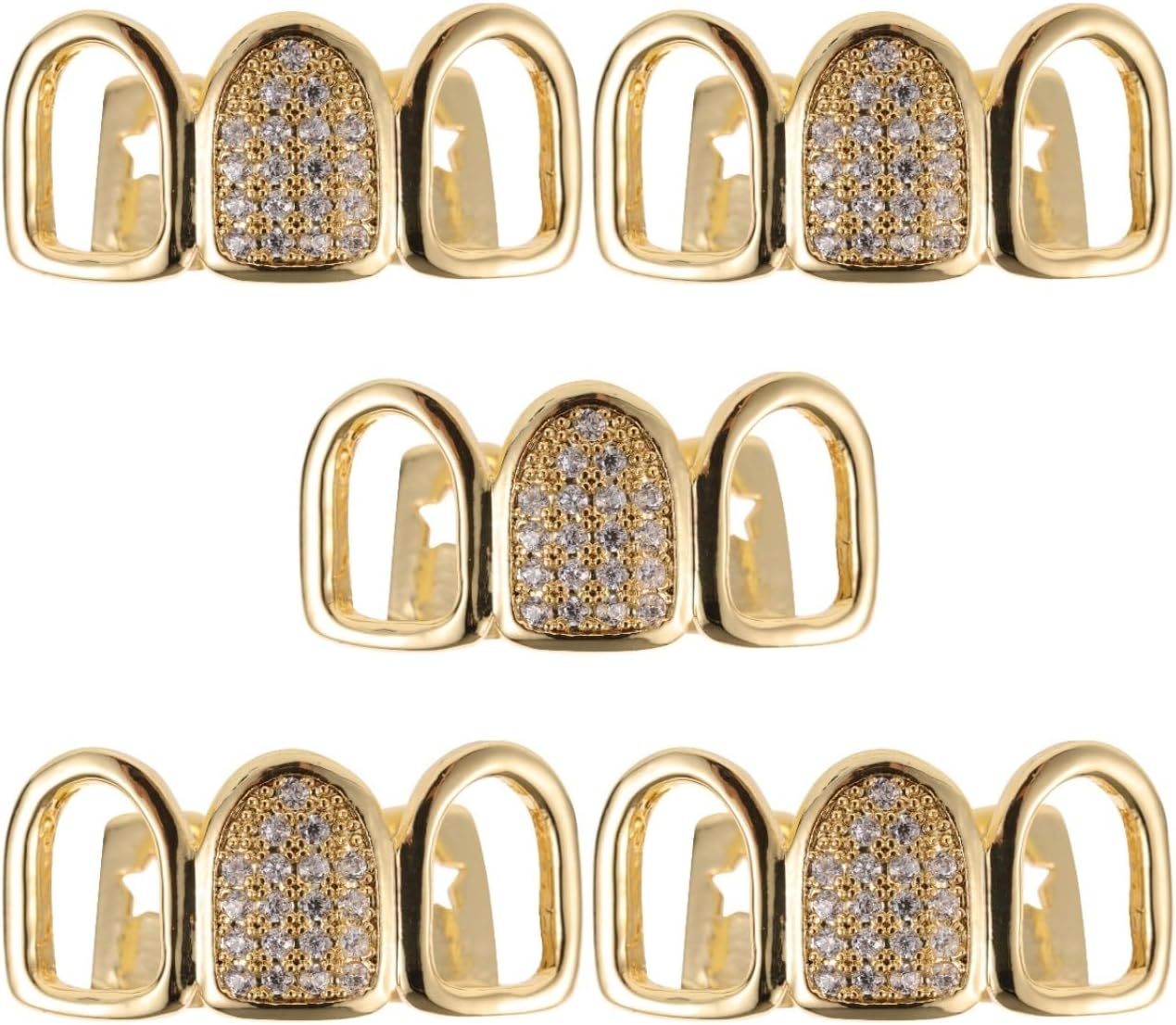 Gold Zircon Grills para dientes estilo Hip Hop