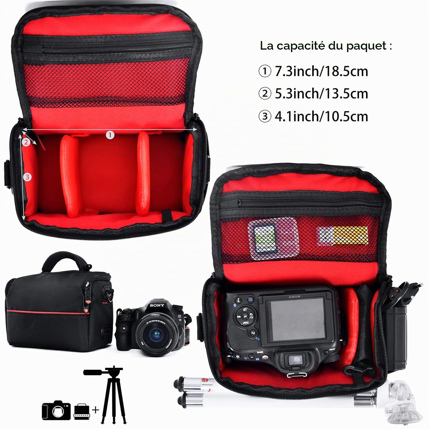 FOSOTO Sac étanche pour appareil photo reflex numérique et SLR résistant aux chocs, Noir , m, Minimaliste